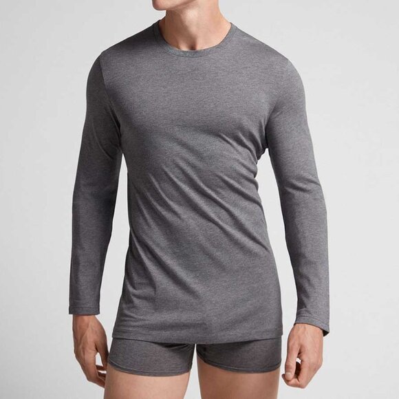 Superior Cotton Long Sleeve Top in Heathered Graphite Grey - Picture 1 of 6